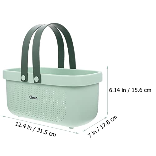 Zerodeko Shower Caddy Basket Plastic Toiletry Bag Bin Cleaning Caddy Organizer Storage Tote with Handles for Bathroom College Dorm Room Green