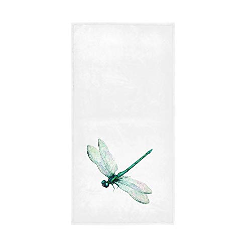 OTVEE Beautiful Flying Green Dragonfly Towels Hand Washcloths 30x15 inch Polyester Fingertip Towel for Home Hotel Bathroom Decoration