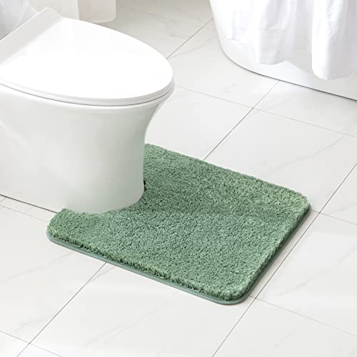 MIULEE Set of 2 Bathroom mats and Toilet Rugs, 20''x30''+20''x30''+20''x24''(U-Shaped), Non Slip Soft Rugs for Bath Tub Shower, Green