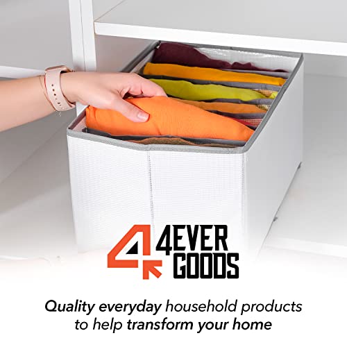 4EVERGOODS Wardrobe Clothes Organizer, Closet Organizer, Dresser Organizer - Lightweight Sweaters, Shirts, T-Shirts, Leggings, Skirts, 7 Grids - PVC Gray - 1 Piece Set