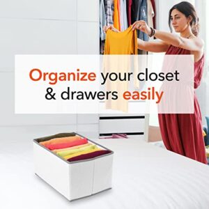 4EVERGOODS Wardrobe Clothes Organizer, Closet Organizer, Dresser Organizer - Lightweight Sweaters, Shirts, T-Shirts, Leggings, Skirts, 7 Grids - PVC Gray - 1 Piece Set