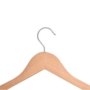 Bevoll Home Solid Wood Hanger with 12 Pack Set, Natural Finishing, Exclusive Wooden Suit and Clothes Hanger, Durable and Strong 360 Degree Metal Hook, Designed for A Modern Home.