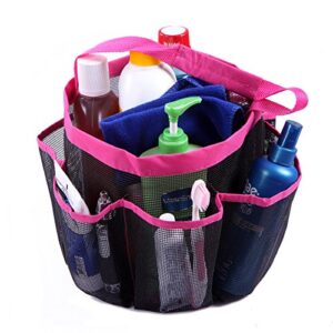 hde shower caddy mesh bag college dorm bathroom carry tote hanging organizer (pink)