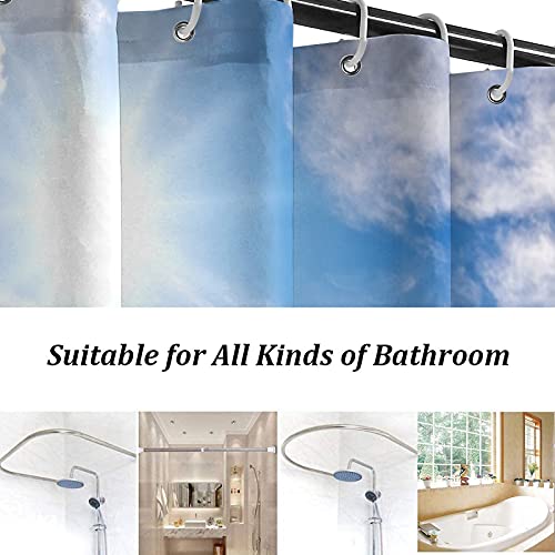 BIUSTAR 4 Piece Beach Starfish Sun Shower Curtains Sets with Non-Slip Rugs, Toilet Lid Cover and Bath Mat, Bathroom Sets with Shower Curtain and Rugs and Accessories