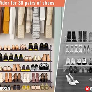 MISSLO 3-Tier Long Shoe Rack for Closet and 4 Tier Long Shoe Organizer for Closet Shoe Organizer for Closet Floor Entryway Storage Stackable Wide Shoe Shelf Stores Men Sneakers