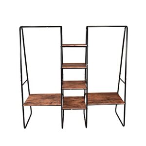 VERFARM Metal Garment Rack, Freestanding Heavy Duty Clothes Rack with 2 Hanger Rod and 6 Shelves for Bedroom Living Room