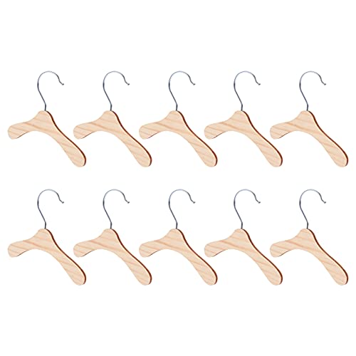 TEHAUX 10pcs Dog Cloth Hangers Pet Wood Racks Home Pet Costume Racks Doll Hangers, Non- Slip Clothes Hangers for Pet (Size S, 14cm)