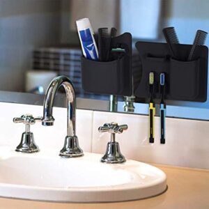 Frafuo Shower Toothbrush Holder for Bathroom-Waterproof Black Toothbrush Holders for Bathrooms Designed Holes in Bottom-Silicone Toothbrush Holder for Shower Silicone Grip Technology