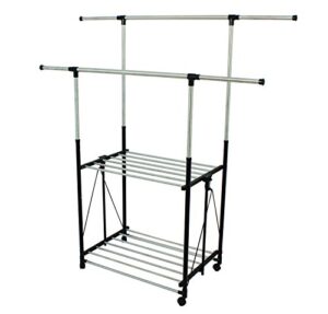 greenway grgr200 stainless steel collapsible double-bar garment rack