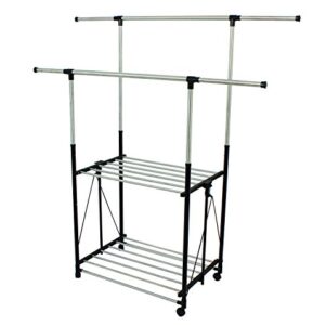 GreenWay GRGR200 Stainless Steel Collapsible Double-Bar Garment Rack