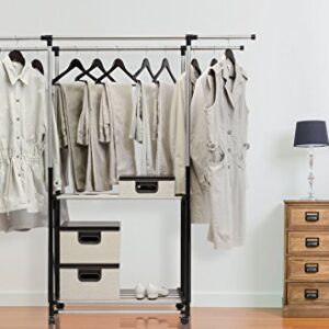 GreenWay GRGR200 Stainless Steel Collapsible Double-Bar Garment Rack