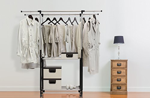 GreenWay GRGR200 Stainless Steel Collapsible Double-Bar Garment Rack