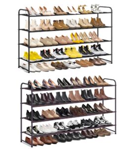 misslo 4 tier long shoe organizer for closet and 4 tier long shoe organizer for closet shoe rack for bedroom closet floor shoe shelf for entryway storage stackable wide shoe shelf stores men sneakers