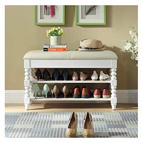 ALDEPO Shoe Cabinet European Style Household Shoe Changing Stool Retro Solid Wood Hallway Shoe Rack with Seat Multifunctional Shelf Shoe Storage Shelf Wardrobe Office Living Room 60