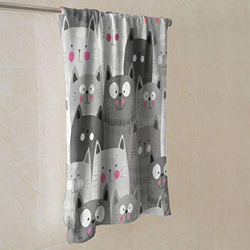 MSGUIDE Cat Pattern Hand Towels Ultra Soft Highly Absorbent Bathroom Towel Multipurpose Thin Kitchen Dish Guest Towel for Bathroom, Hotel, Gym and Spa Christmas Decor (27.5" x 15.7")