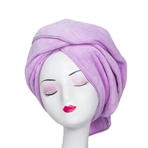 tancano microfiber hair towel anti frizz hair wrap super absorbent curly hair drying towel 23.6''x47'' large multifunction towel for bath spa makeup, light purple