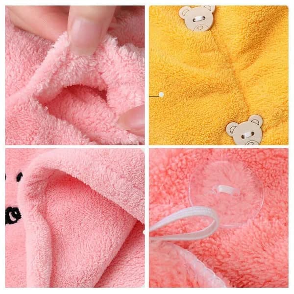 Pudier 5 Pack Microfiber Hair Towel Wrap - Rapid Drying Towel for Hair with Soft Dry and Embroidered Design, Hair Wrap with Button for Girls with Long and Curly Hair