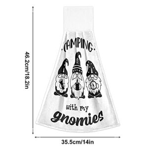 Lhammer Camping Gnomes Kitchen Towels Summer Gnomies Hanging Hand Towels for Bathroom Decor 2 Pack Beach Fingertips Tie Towels with Loop 12"x17"