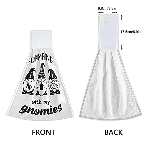 Lhammer Camping Gnomes Kitchen Towels Summer Gnomies Hanging Hand Towels for Bathroom Decor 2 Pack Beach Fingertips Tie Towels with Loop 12"x17"