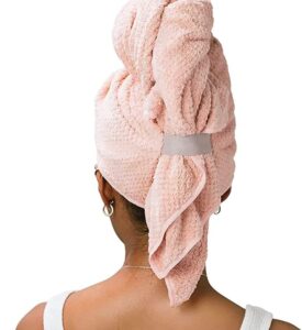volo hero cloud pink hair towel | ultra soft, super absorbent, quick drying nanoweave fabric | reduce dry time by 50% | towel wrap for all hair types | anti frizz & anti breakage | reusable packaging