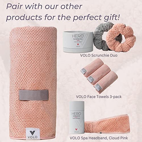 VOLO Hero Cloud Pink Hair Towel | Ultra Soft, Super Absorbent, Quick Drying Nanoweave Fabric | Reduce Dry Time by 50% | Towel Wrap for All Hair Types | Anti Frizz & Anti Breakage | Reusable Packaging