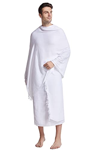 GladThink Muslim Arab Men Ihram Hajj Light Towel White