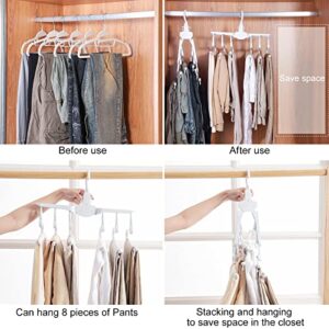 Magic Pants Hangers 2 Pack Space Saving Non-Slip Clothes Hangers Folding Storage 6 in 1 Multiple Layers Multifunctional Uses Rack Organizer for Trousers Scarves Slack KATEI STORY