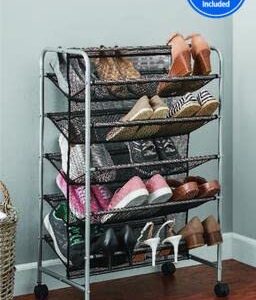 Deahun Mainstays 5 Tier, 30 Pair, Metal Mesh Shoe Rack