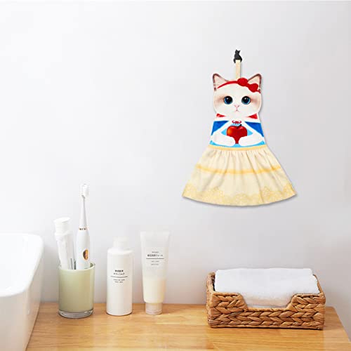 PAT JUUMG Cute Princess Cat Hand Towels for Bathroom Kitchen,Cat Home Decor Towel Hanging Face Towels Absorbent Soft,Funny Cat Gifts for Cat Lovers Gifts for Women,Christmas/Housewarming Gift