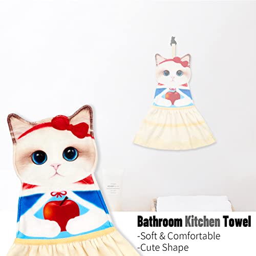 PAT JUUMG Cute Princess Cat Hand Towels for Bathroom Kitchen,Cat Home Decor Towel Hanging Face Towels Absorbent Soft,Funny Cat Gifts for Cat Lovers Gifts for Women,Christmas/Housewarming Gift