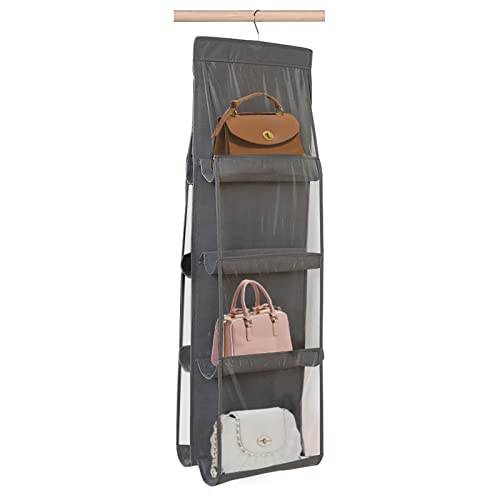 ABSOK Handbag Hanging Organizer,Hanging Purse Organizer Handbag Storage Hanger Oxford Cloth Dust Proof Storage Holder Bag Wardrobe Closet Space Saving Organizers System,Washable - 8 Pocket