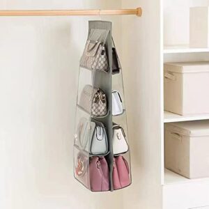 ABSOK Handbag Hanging Organizer,Hanging Purse Organizer Handbag Storage Hanger Oxford Cloth Dust Proof Storage Holder Bag Wardrobe Closet Space Saving Organizers System,Washable - 8 Pocket