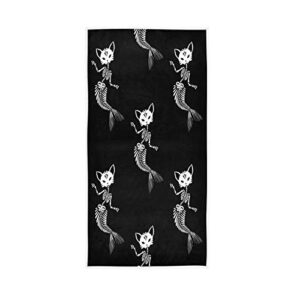 cats skull hand towels halloween skeleton kitchen dish towel day of the dead bath towel 16x30 in, decorative soft quality premium guest fingertip face towel washcloth for bathroom hotel spa gym sport