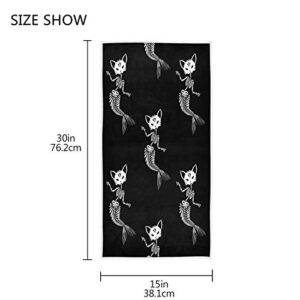 Cats Skull Hand Towels Halloween Skeleton Kitchen Dish Towel Day of the Dead Bath Towel 16X30 in, Decorative Soft Quality Premium Guest Fingertip Face Towel Washcloth for Bathroom Hotel Spa Gym Sport