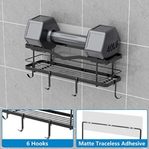 MZF 2-Pack Shower Caddy, No Drilling Adhesive Shower Shelf, Rustproof Stainless Steel Bathroom Shower Organizer Storage, Shower Shelf for Inside Shower & Kitchen Storage, Black