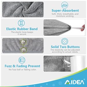 AIDEA Microfiber Hair Towel Wrap for Women, 3 Pack 10 inch X 26 inch, Super Absorbent Quick Dry Hair Turban (Gray+Pink+White)