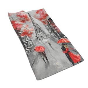 stylish romantic paris streetscape eiffel tower superfine fiber bathroom towels, ultra soft highly absorbent, extra thick home hand towels (15.727.5 inch)