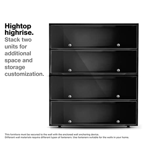 Sneaker Throne Shoe Rack with Lights for Up To 6 Pairs of Shoes, Black - Sleek Wood Shoe Shelf with Sliding Doors For Bedrooms, Outdoors, Garages - Premium Shoe Organizers and Storage for Closets