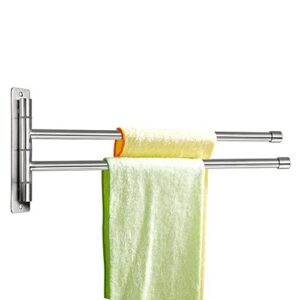 sumnacon™ silver stainless steel wall-mounted towel rail swivel bars bathroom towel rack hanger holder organizer (2 bar)
