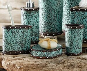 black forest decor tooled turquoise flowers bath set (3 pcs)