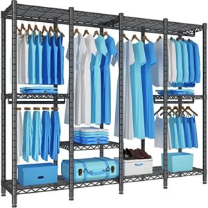 knnje s60 freestanding clothing garment rack heavy duty clothes rack for hanging clothes, can be assembled into l shape wardrobe closet organizer, 76" l x 15.8" w x 75.6" h, 1000lbs max load, black