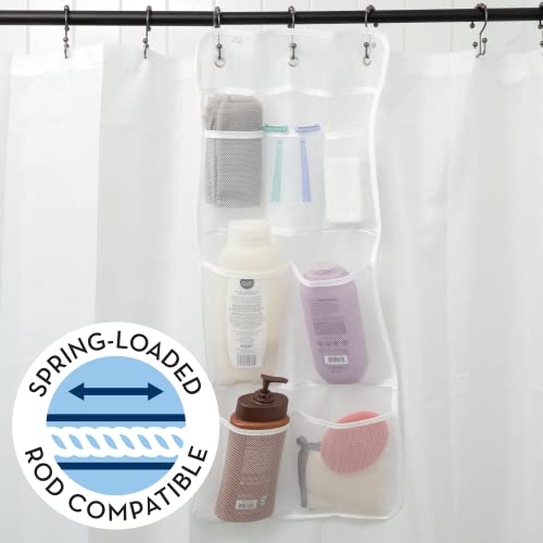 S&T INC. Shower Organizer with Quick Drying Mesh, Bathroom Caddy Organizer with 7 Pockets to Hold Toiletries, Shampoos, Soaps, and Loofahs, 14 Inch by 30 Inch, White, 1 Pack