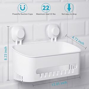 Budget & Good Shower Caddy Suction Cup and Elegear Heavy Duty Shower Suction Hooks (4-Pack) Bundle