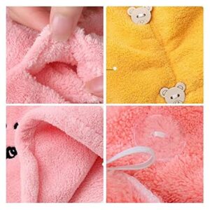 Rapid Drying Towel for Women, Coral Fleece Women Hair Towel Set, Soft Dry Hair Towel with Embroidery, Super Absorbent Hair Wrap Turban Microfiber Hair Towel Wrap for Children and Women (Yellow)