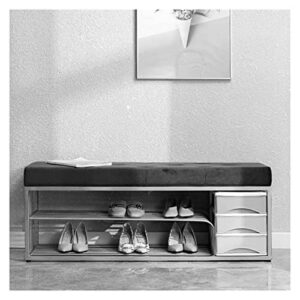 ALDEPO Shoe Cabinet Entryway Shoe Rack with Storage Drawers Iron Art Shoe Changing Stool with Cushion Wardrobe Shoe Rack Shoe Rack Bedside Bench