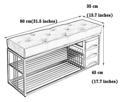 ALDEPO Shoe Cabinet Entryway Shoe Rack with Storage Drawers Iron Art Shoe Changing Stool with Cushion Wardrobe Shoe Rack Shoe Rack Bedside Bench