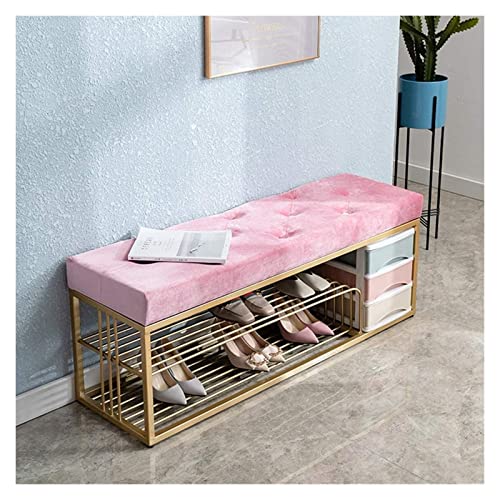 ALDEPO Shoe Cabinet Entryway Shoe Rack with Storage Drawers Iron Art Shoe Changing Stool with Cushion Wardrobe Shoe Rack Shoe Rack Bedside Bench