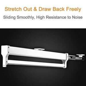 500mm/19.7'' Pull-Out Closet Valet Rod Adjustable Wardrobe Clothing Rail Top Mount Wardrobe Hanger Rack Bar Ball Bearing Slide Heavy Duty