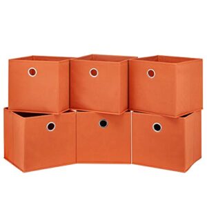 orange cube storage bins 11x11x11 decorative storage cubes boxes foldable organizer storage baskets fabric cubbies drawers collapsible cubes inserts storage for closet organizer shelves,qy-sc20-6