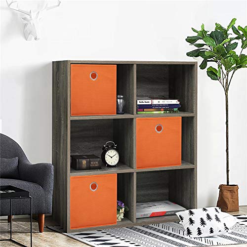 Orange Cube Storage Bins 11x11x11 Decorative Storage Cubes Boxes Foldable Organizer Storage Baskets Fabric Cubbies Drawers Collapsible Cubes Inserts Storage for Closet Organizer Shelves,QY-SC20-6